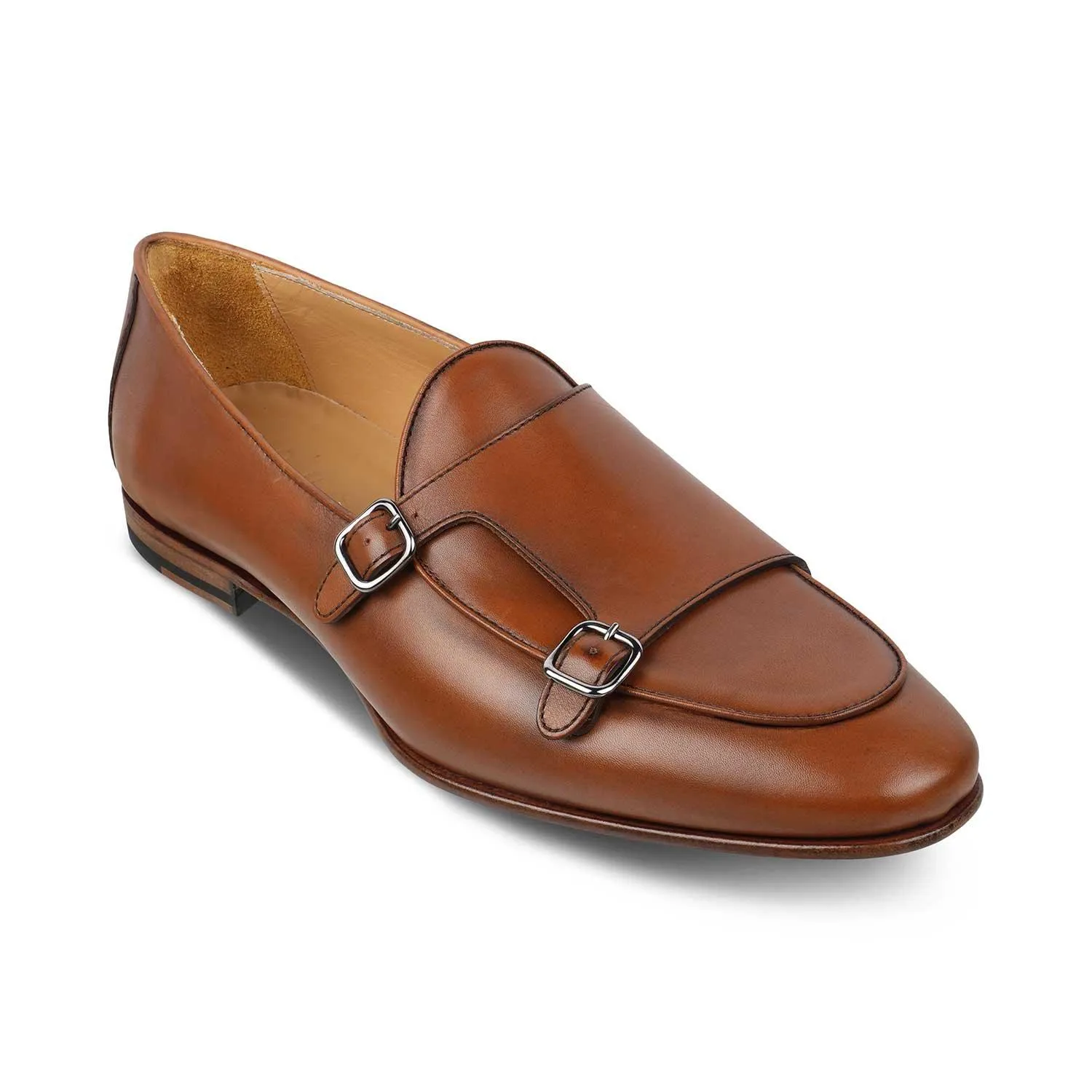 The Maccabeo Tan Men's Handcrafted Double Monk Shoes Tresmode