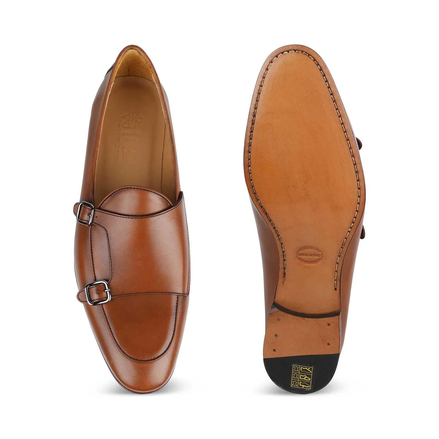 The Maccabeo Tan Men's Handcrafted Double Monk Shoes Tresmode