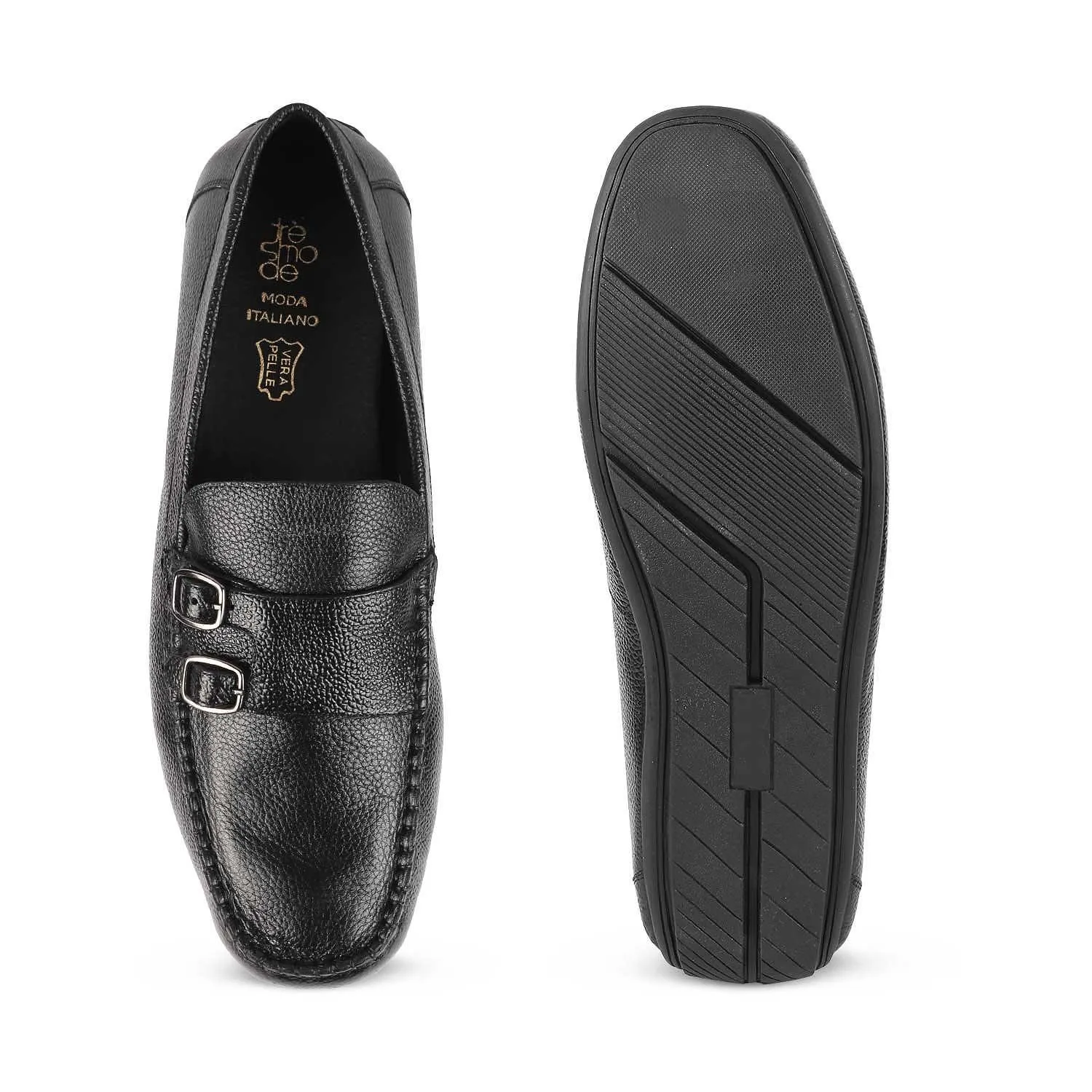 The Roby Black Men's Double Monk Shoes Tresmode