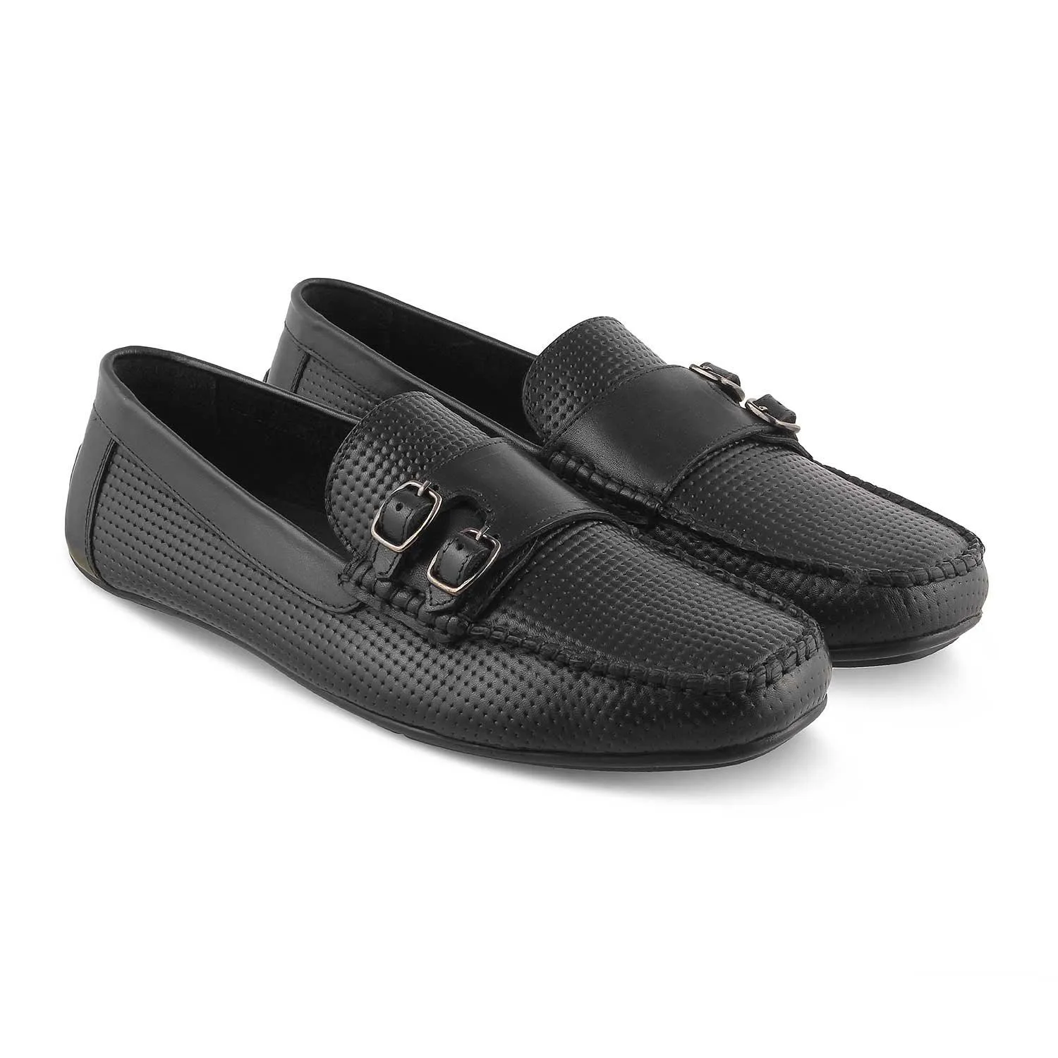 The Yosa Black Men's Double Monk Shoes Tresmode