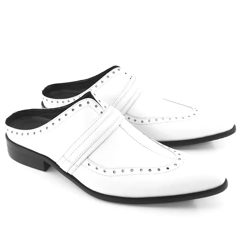 WHITE POINTED TOE CASUAL  BREATHABLE COMFORTABLE LEATHER SHOES