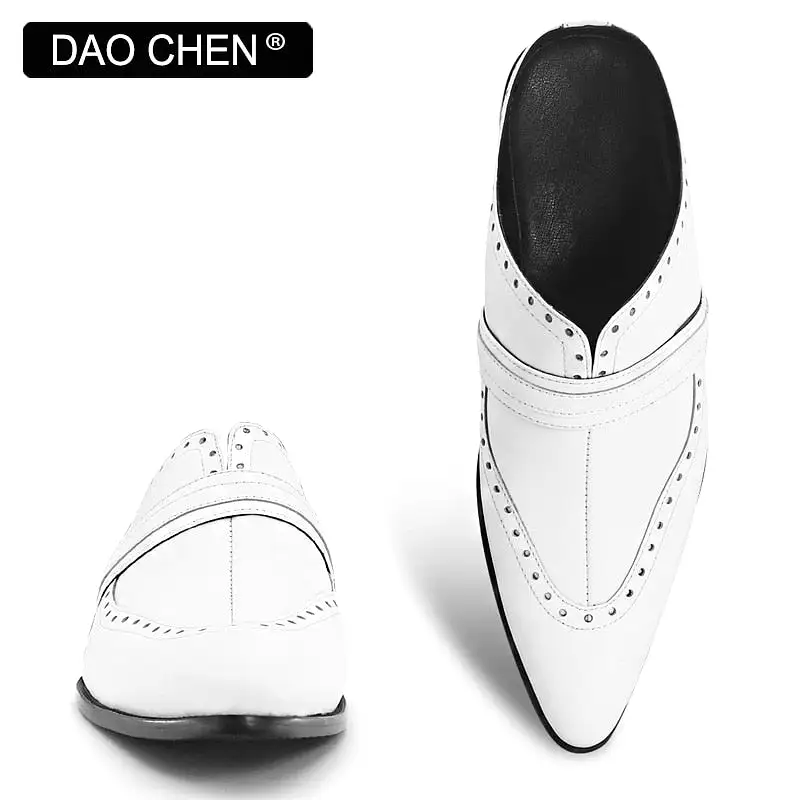 WHITE POINTED TOE CASUAL  BREATHABLE COMFORTABLE LEATHER SHOES