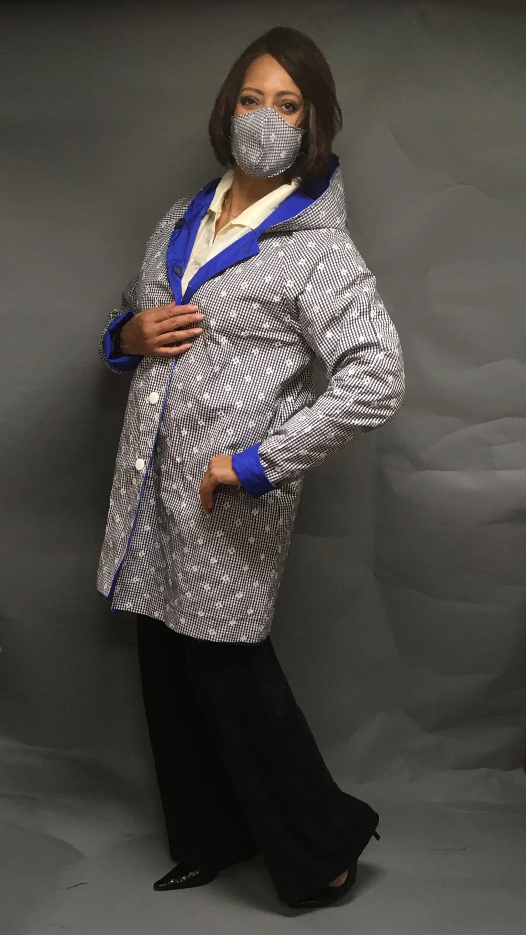 *Women's Royal Blue Outer Reversible Raincoat (RR/C 0614C)